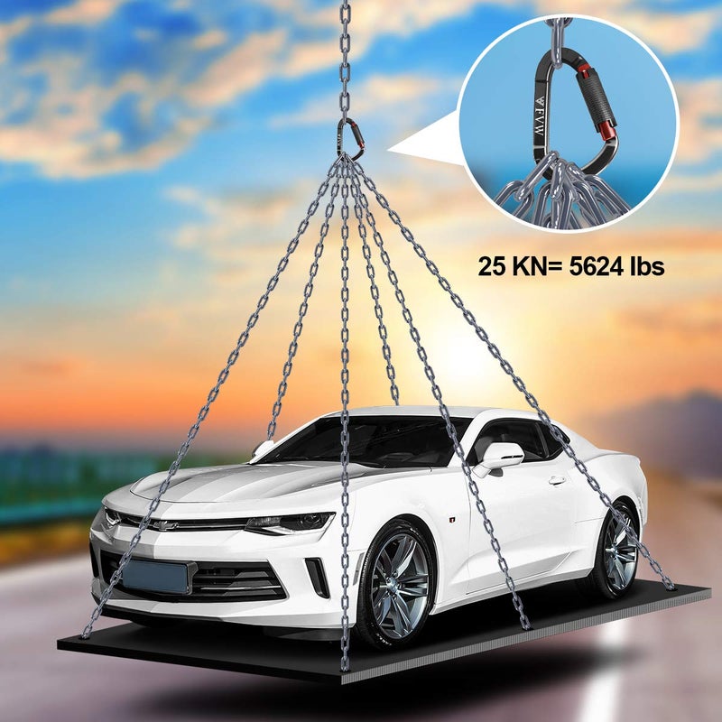 FVW Auto Locking Rock Climbing Carabiner Clips, UIAA Certified Professional 25KN (5620 lbs) Heavy Duty Caribeaners for Rappelling Swing Rescue & Gym etc, Large D-Shaped Carabiners, (Black) 5 Pack - Image 4